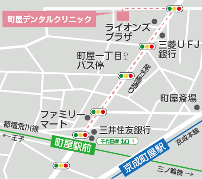 町屋デンタルクリニックマップ